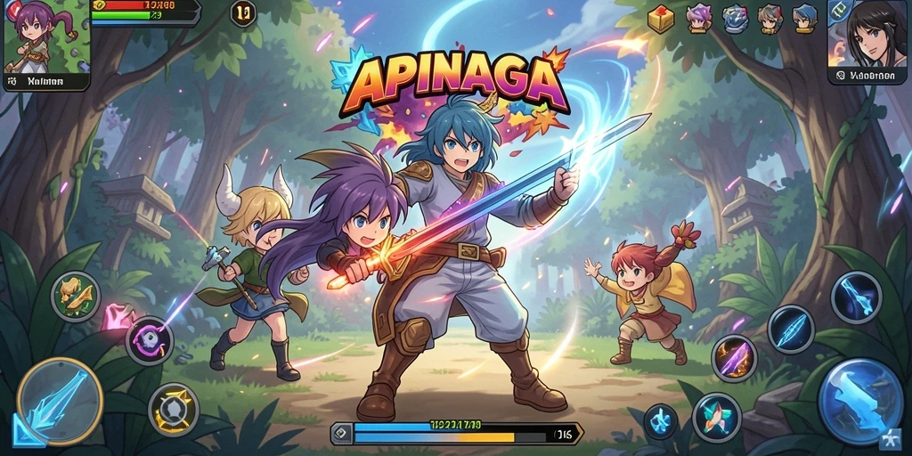 Tampilan gameplay APINAGA yang memukau dengan karakter anime.