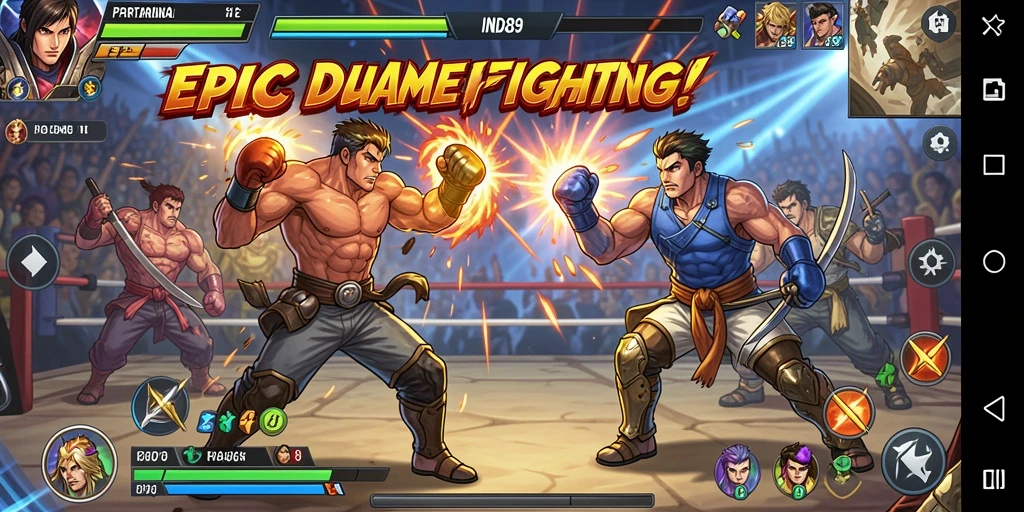 Gameplay pertarungan epik di IND89 dengan karakter khas.