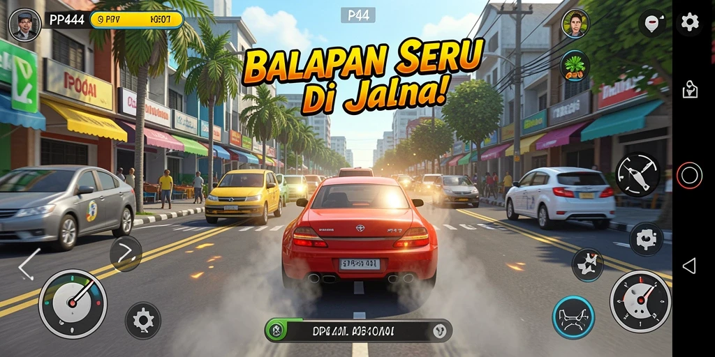 Tampilan utama PP444 dengan aksi balapan yang mendebarkan.