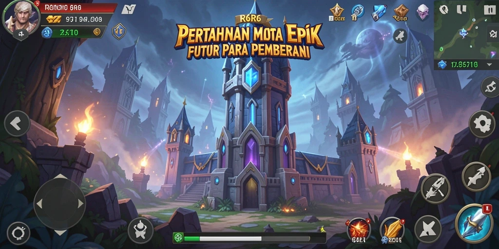 Tampilan gameplay R6R6 dalam pertempuran Tower Defense yang seru.