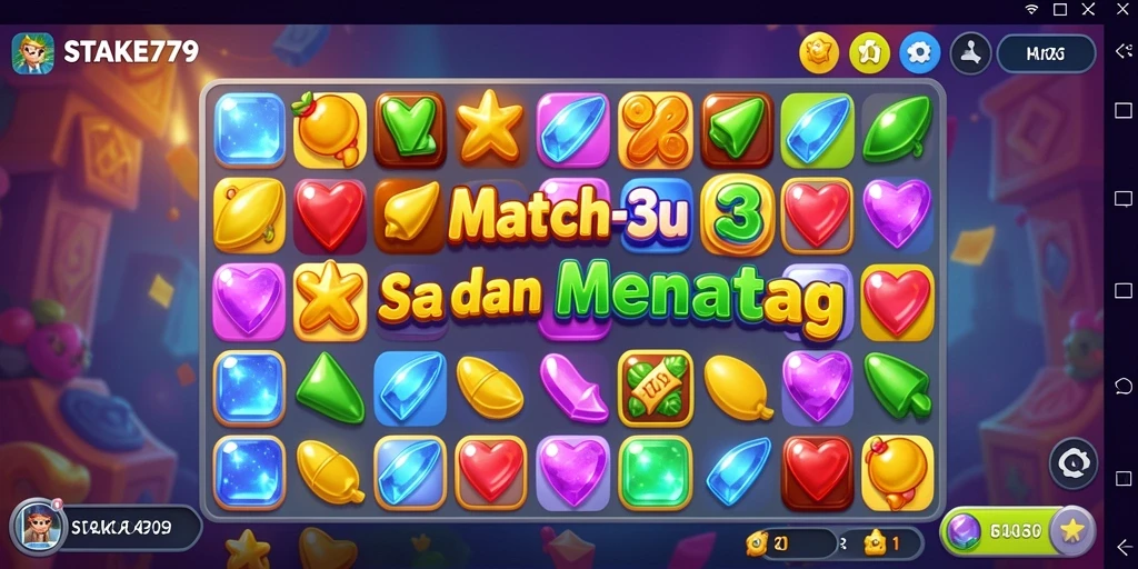 Tampilan gameplay STAKE779 dengan elemen Match-3 yang menantang.